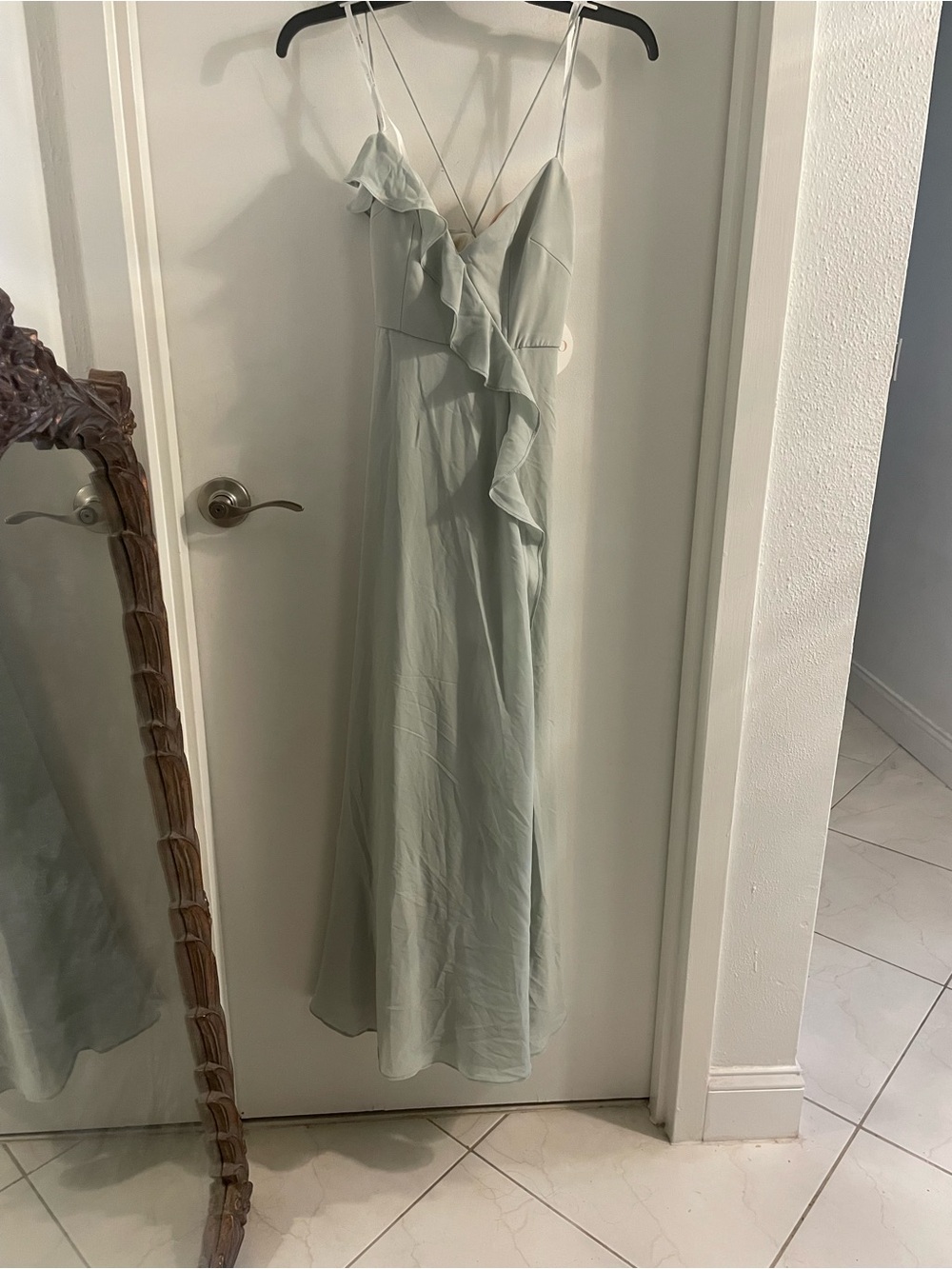 W Too Watters  0 Sage Wrap Wedding Chiffon Ruffle Hi Slit Bridal prom Dress
